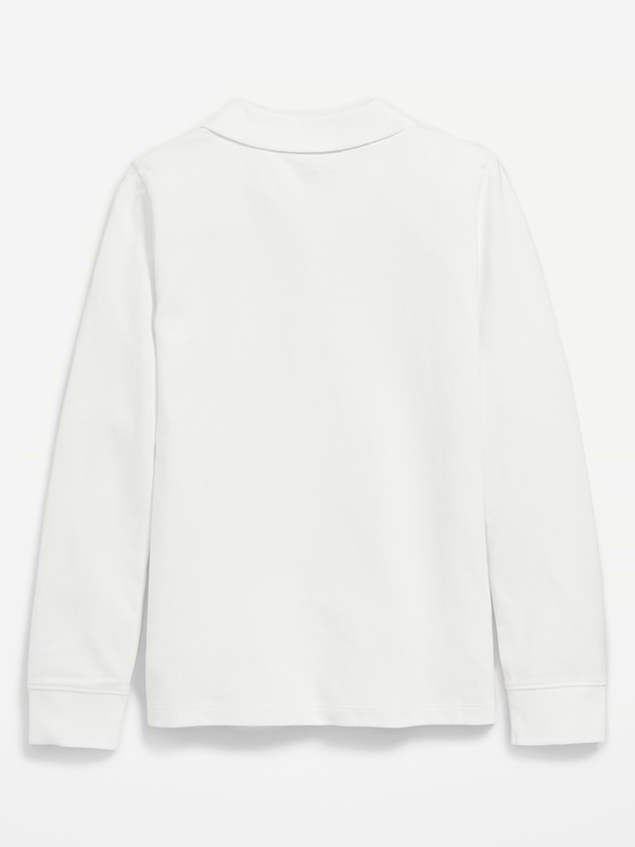 Polo d’uniforme en piqué à manches longues pour fille