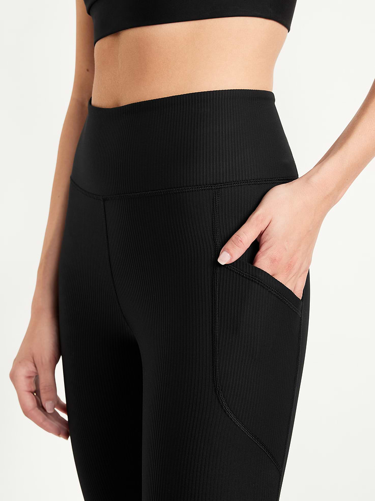 Image 5 of 9, High-Waisted PowerSoft Ribbed Pocket Leggings