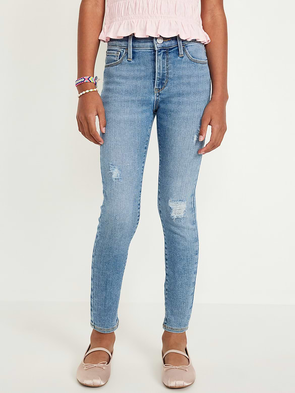 Jegging Rockstar à taille haute en denim déchiré à Extensibilité 360° pour fille