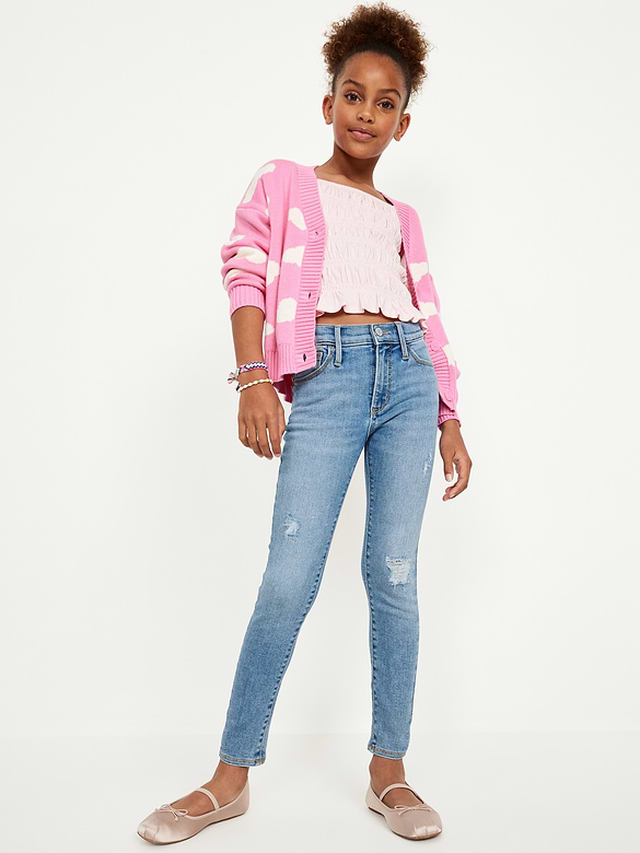 Jegging Rockstar à taille haute en denim déchiré à Extensibilité 360° pour fille
