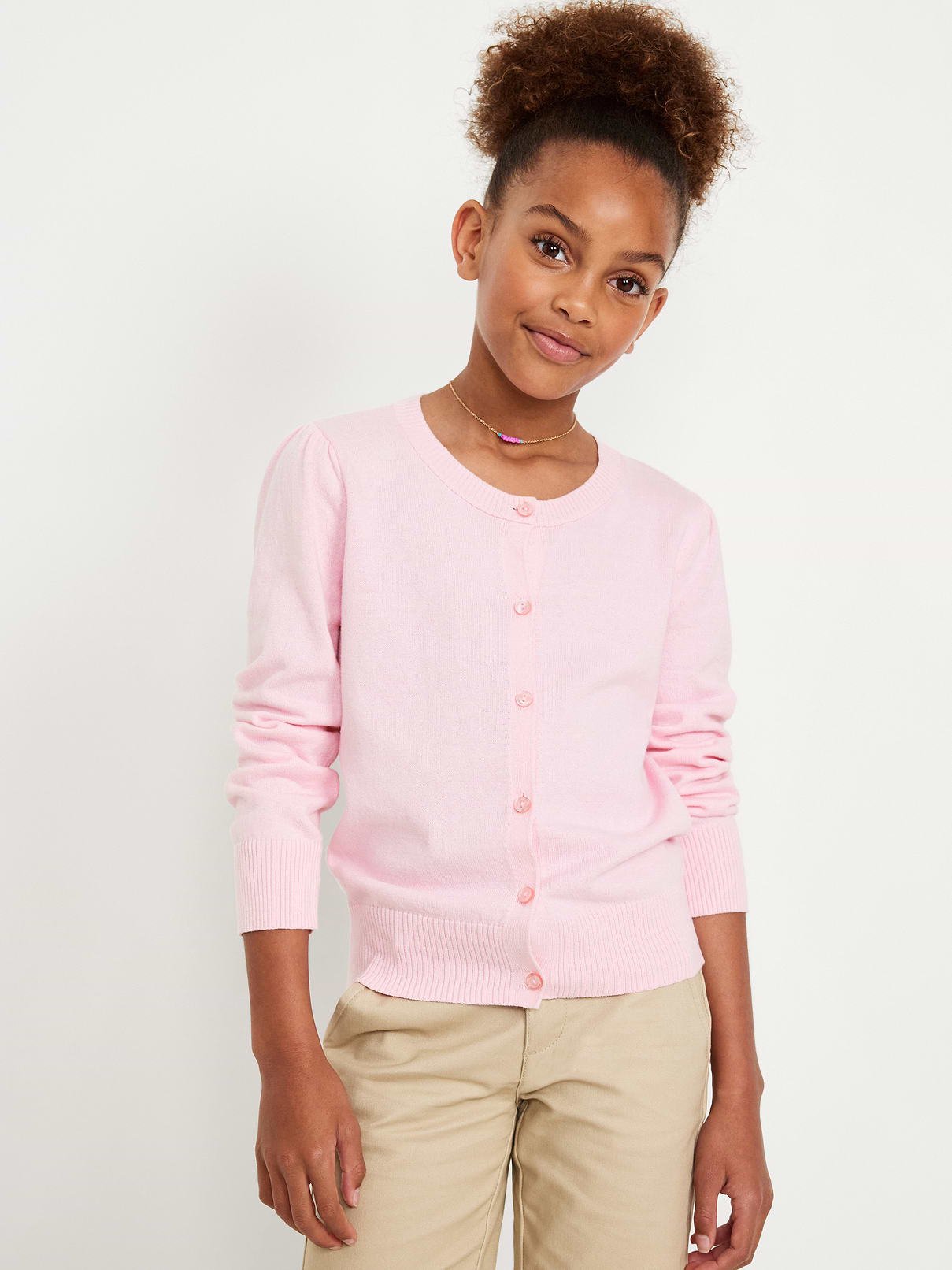 Image number 1 showing, School Uniform Button-Up Cardigan for Girls