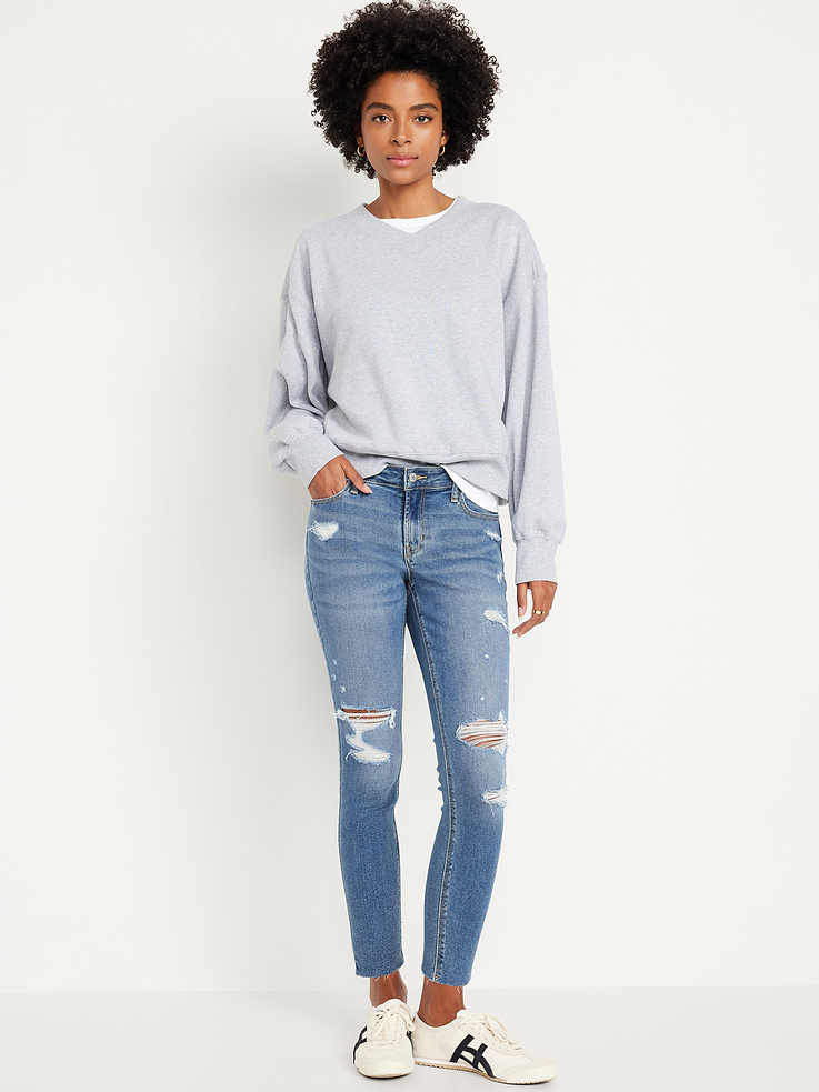 Image number 1 showing, Mid-Rise Rockstar Super-Skinny Ankle Jeans