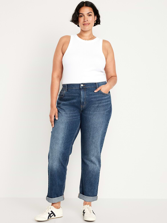 Mid-Rise Wow Boyfriend Straight Jeans