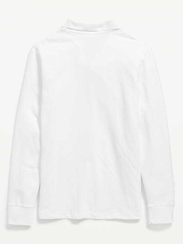 Polo d'uniforme en piqué Built-In Flex à manches longues pour garçon