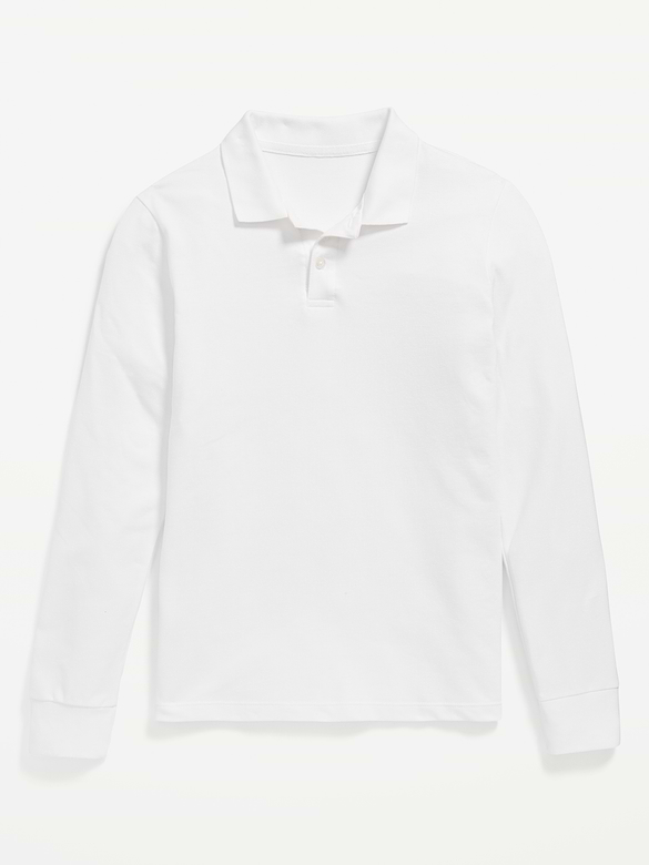 Polo d'uniforme en piqué Built-In Flex à manches longues pour garçon