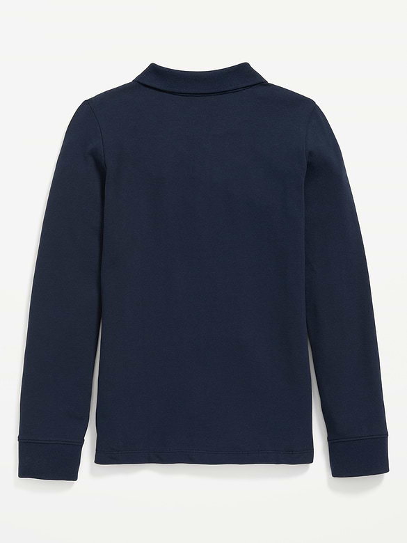 Polo d’uniforme en piqué à manches longues pour fille