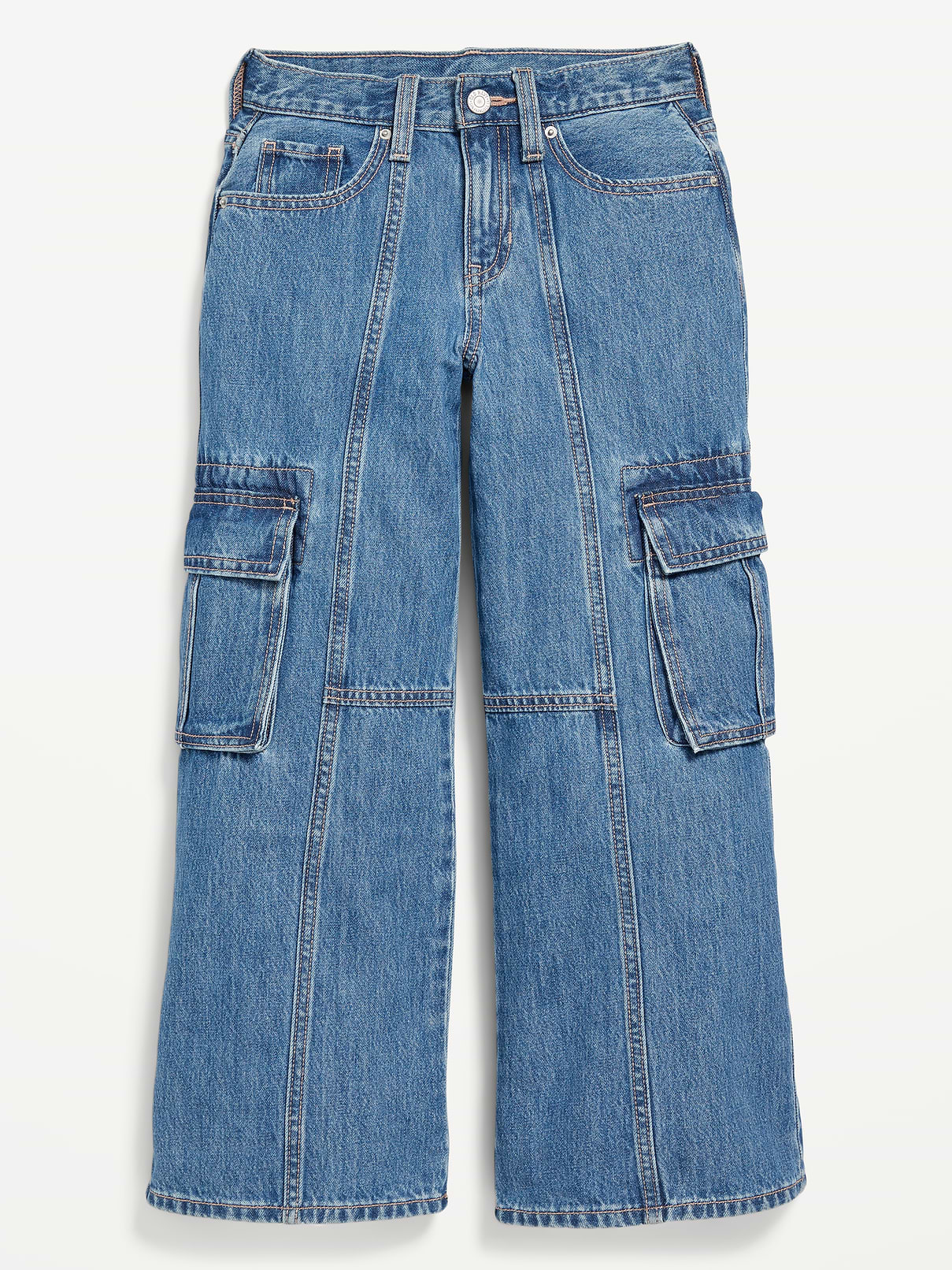 Image number 4 showing, High-Waisted Super Baggy Wide-Leg Cargo Jeans for Girls