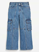 Image number 4 showing, High-Waisted Super Baggy Wide-Leg Cargo Jeans for Girls