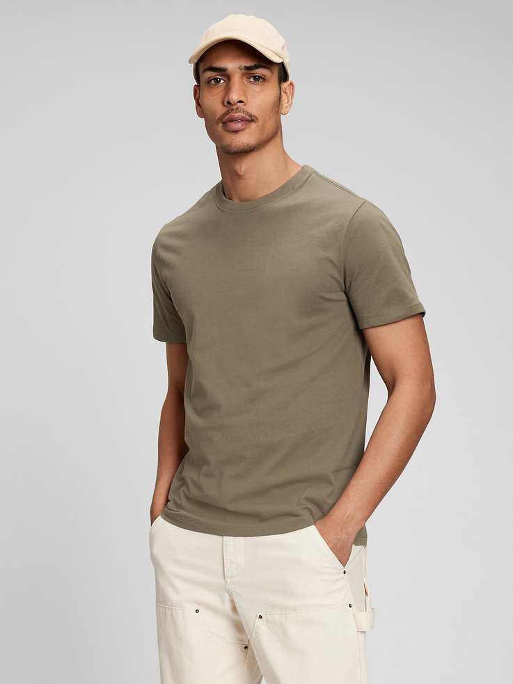 Image 1 of 1, Soft jersey knit., Short sleeves., Crewneck., Note: The dye used in the crafting of this product is prone to crocking, or color transfer. Please avoid contact with light-colored fabric or upholstery., Product #797098