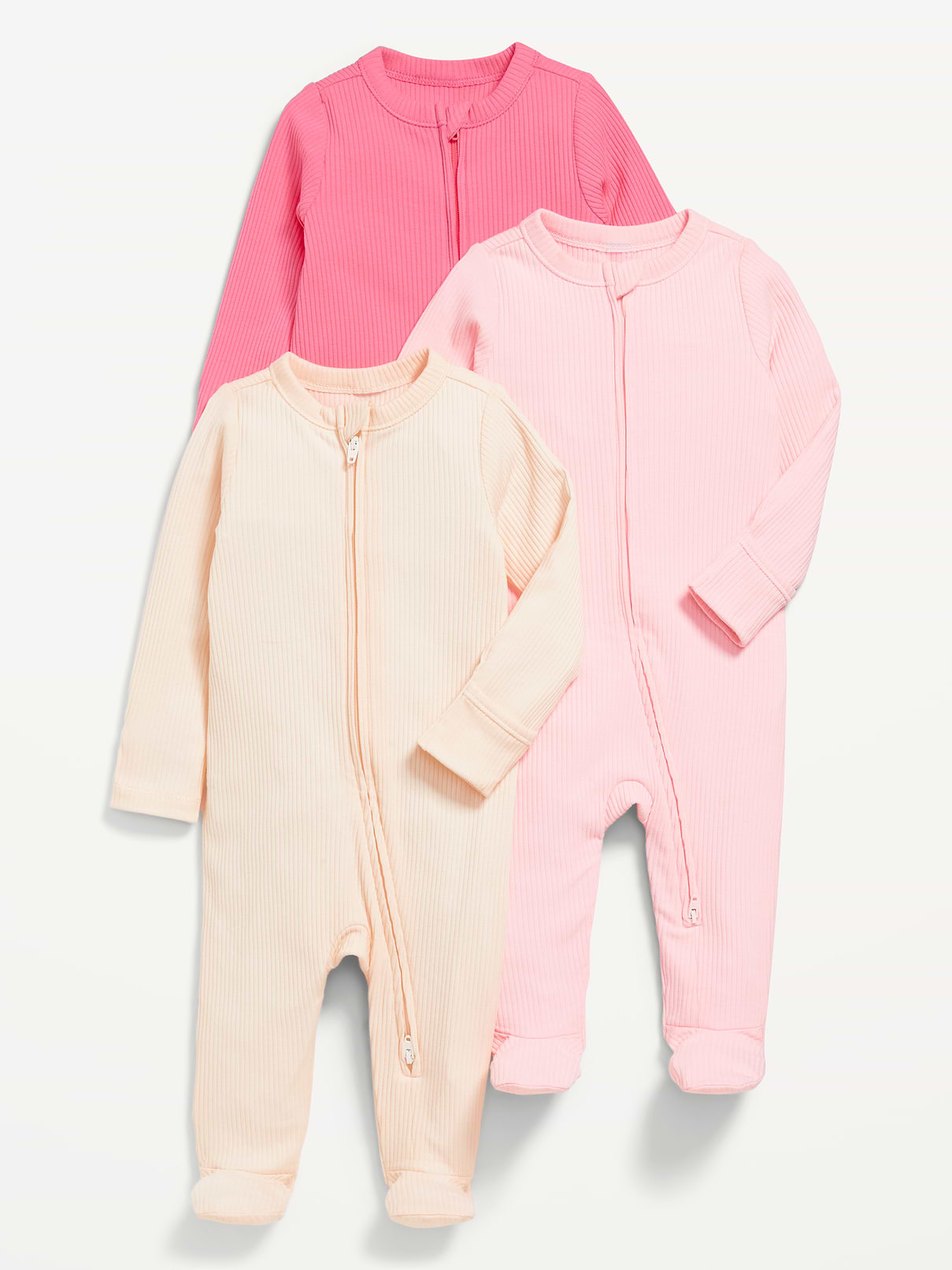 Image number 1 showing, 2-Way-Zip Sleep & Play Footed One-Piece 3-Pack for Baby