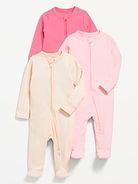 Image number 1 showing, 2-Way-Zip Sleep & Play Footed One-Piece 3-Pack for Baby
