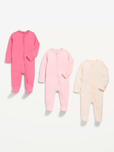 Image number 3 showing, 2-Way-Zip Sleep & Play Footed One-Piece 3-Pack for Baby