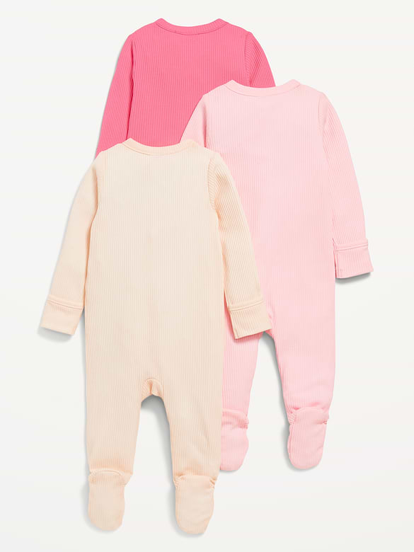 2-Way-Zip Sleep & Play Footed One-Piece 3-Pack for Baby