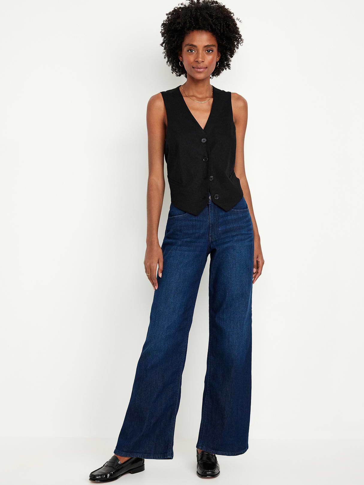 High-Waisted Wow Wide-Leg Jeans - Dark Wash by Old Navy