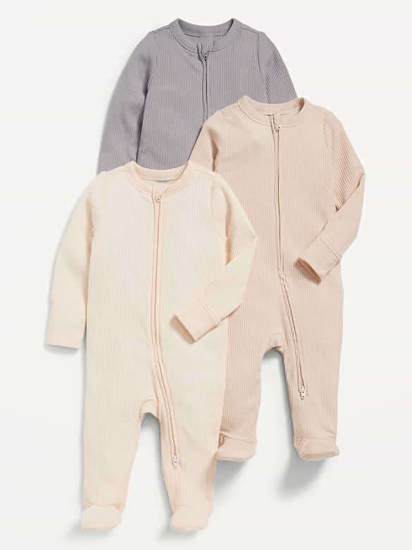 2-Way-Zip Sleep & Play Footed One-Piece 3-Pack for Baby