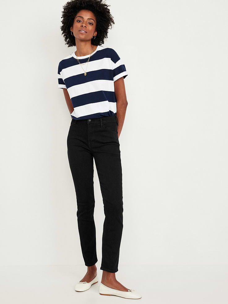 L'image numéro 1 présente Jean Wow droit à taille haute longueur cheville