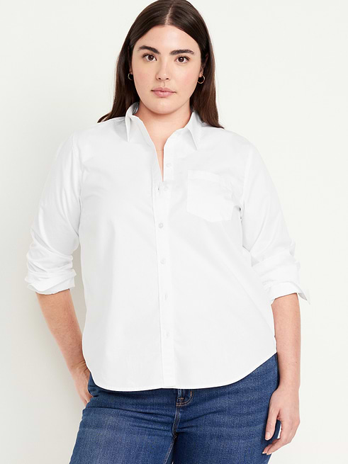 white button up dress shirt Laydown Easy to pair with other pieces in your wardrobe Men’s White Dress Shirt –