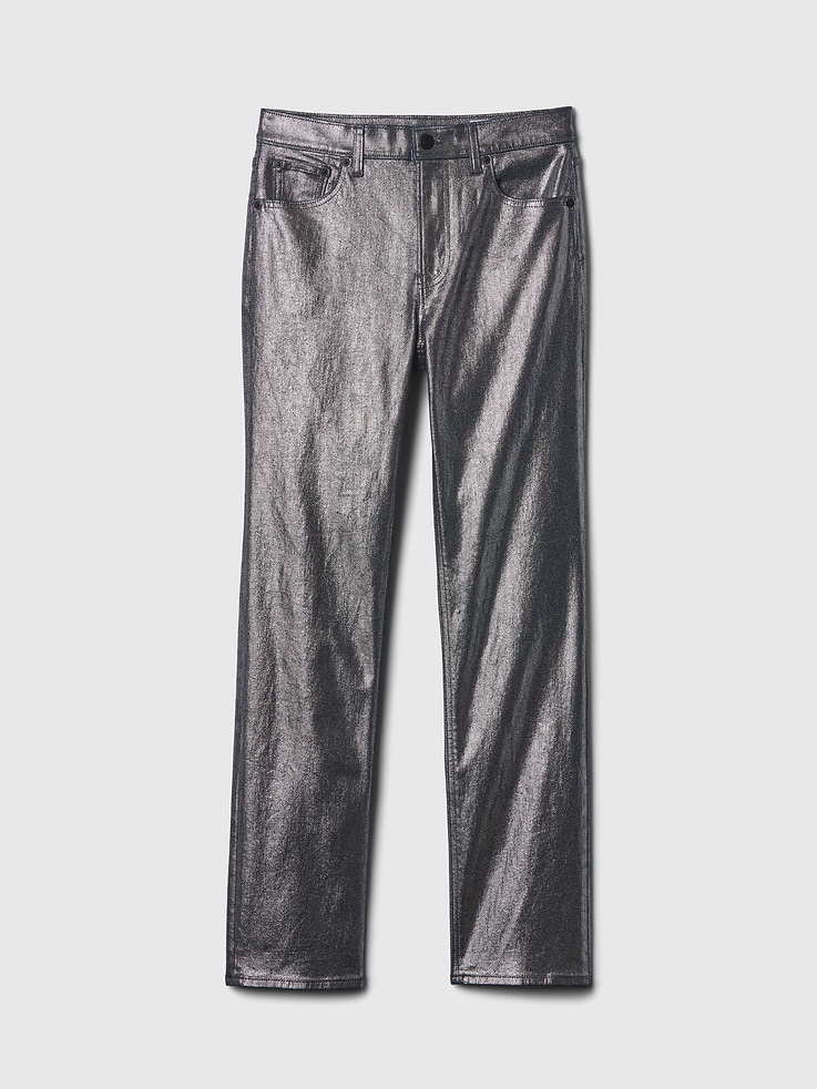 Image number 7 showing, High Rise Metallic '90s Slim Straight Jeans