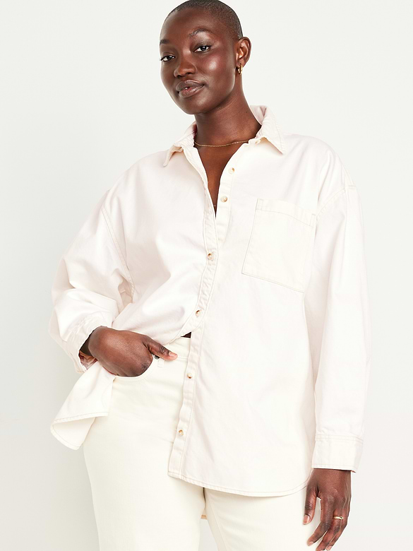 Boyfriend Button-Down Jean Tunic