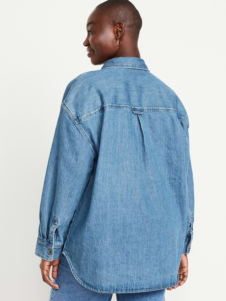 Image number 6 showing, Oversized Boyfriend Button-Down Jean Shirt