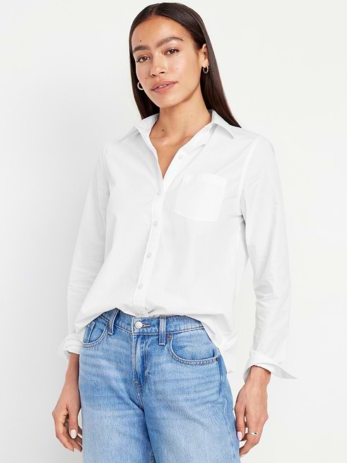 white dress shirt for women Beninos Women's Button Down Shirts Elegant Office Blouse (680 White, XS) at Amazon Women's Clothing store as it is soft enough to encourage breathability throughout shifts and tightly Kaya Oversized Shirt Dress White