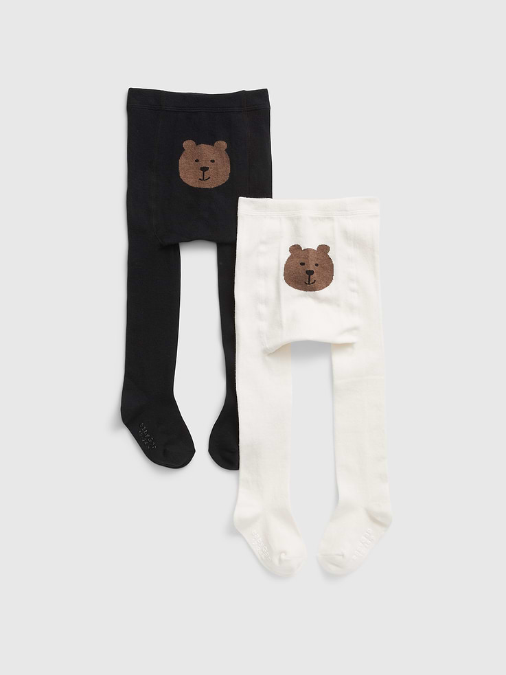 Image number 1 showing, Toddler Bear Tights (2-Pack)