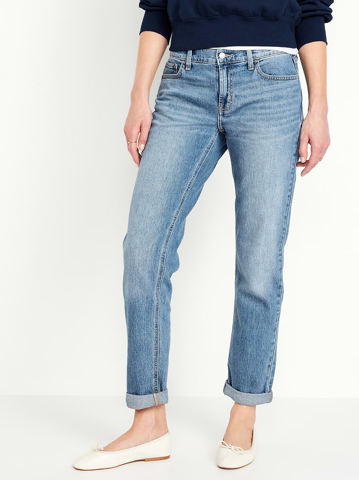 Image number 2 showing, Mid-Rise Wow Boyfriend Straight Jeans