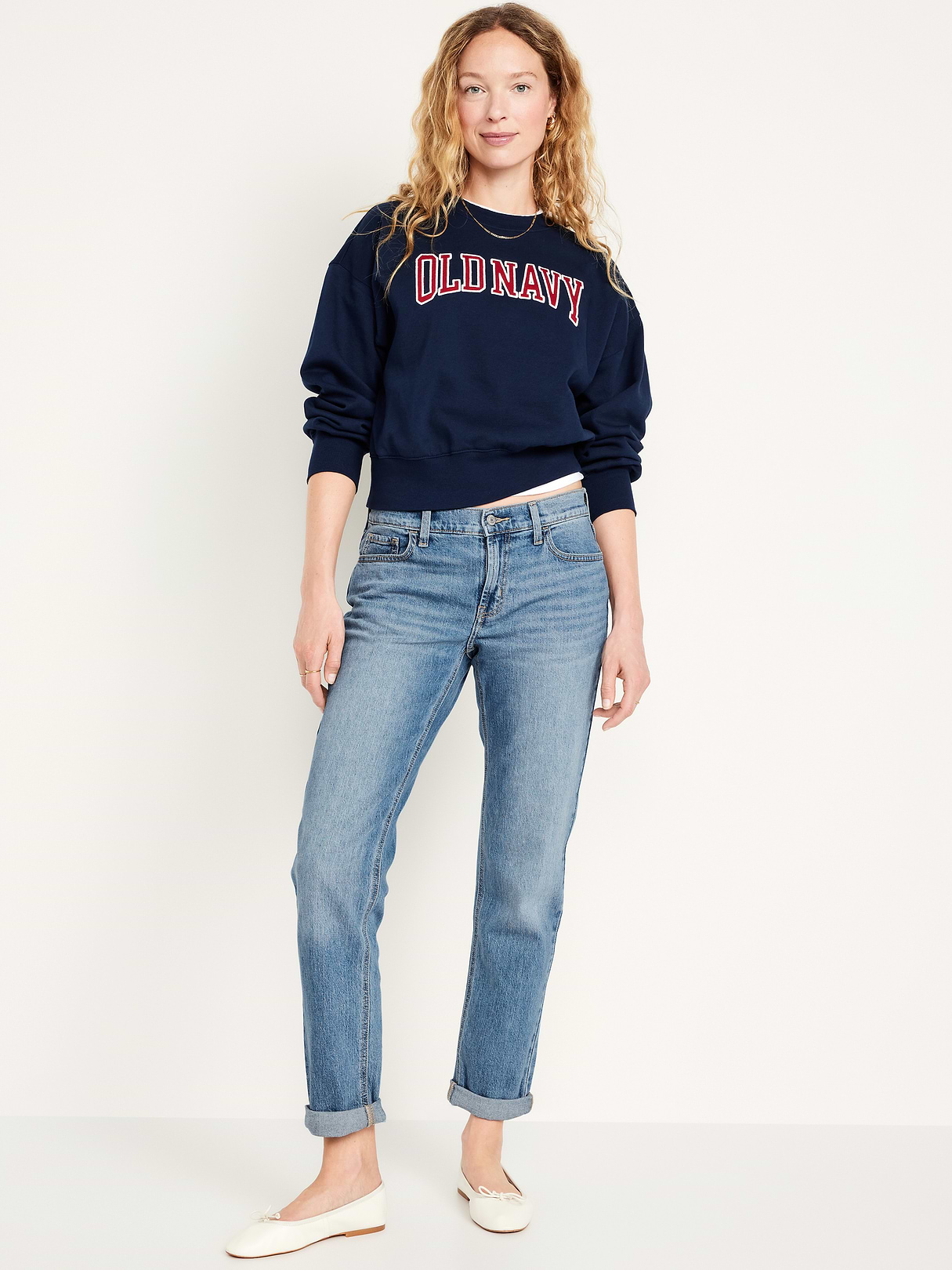 Mid-Rise Wow Boyfriend Straight Jeans - Medium Wash by Old Navy