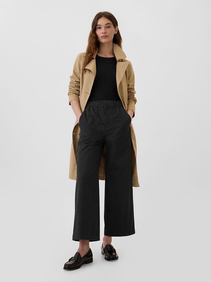 Image number 1 showing, High Rise Easy Wide-Leg Khakis