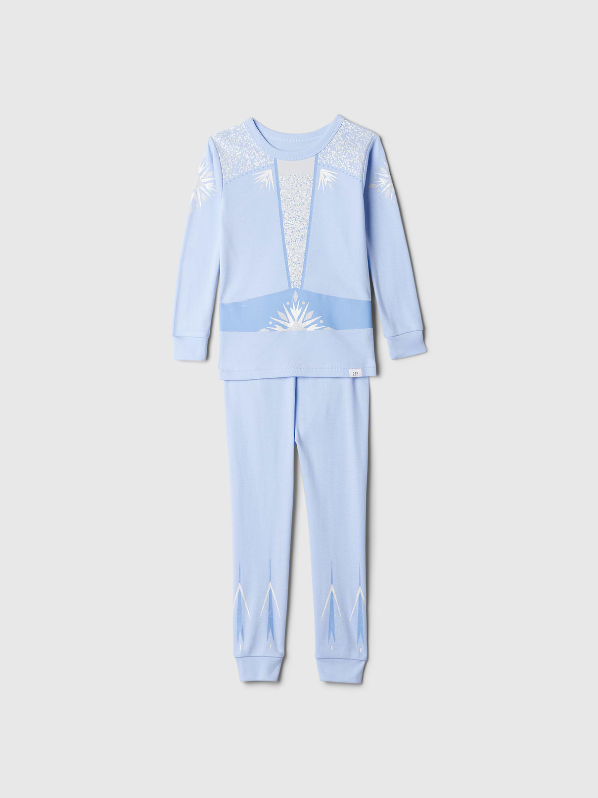 Image 1 of 3, Characters for your little characters. Making every day more special., Soft cotton pajama top and pants set., Crewneck., Long sleeves., Elasticized waist at PJ pants., Allover Disney Princess graphics like Elsa and Snow White., Made with 100% organically grown cotton, which is better for people and the environment because it's grown without the use of harmful synthetic pesticides and fertilizers., This product was made in a factory that invests in gender equality and women’s empowerment. Through RISE (Reimagining Industry to Support Equality) and Gap Inc.’s program P.A.C.E. (Personal Advancement & Career Enhancement), we support people who make our clothes to build the skills, knowledge, confidence, and resilience needed to advance in work and life. Learn more here ., Product #524376