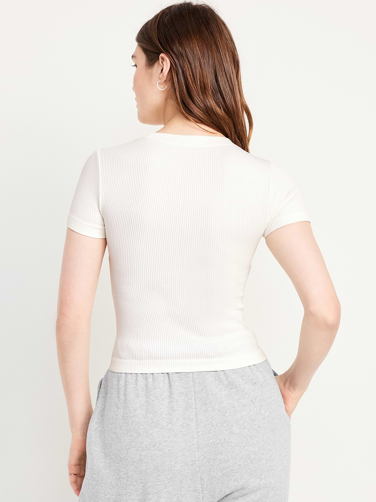 L'image numéro 2 présente T-shirt côtelé ajusté Zénitude sans coutures