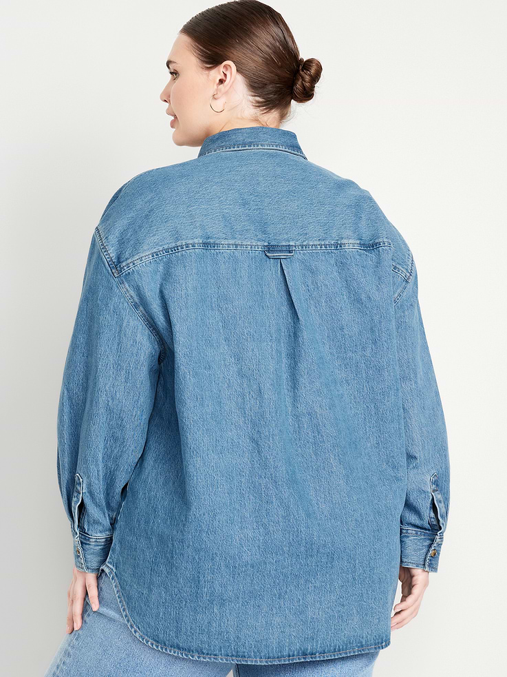 Image number 8 showing, Oversized Boyfriend Button-Down Jean Shirt