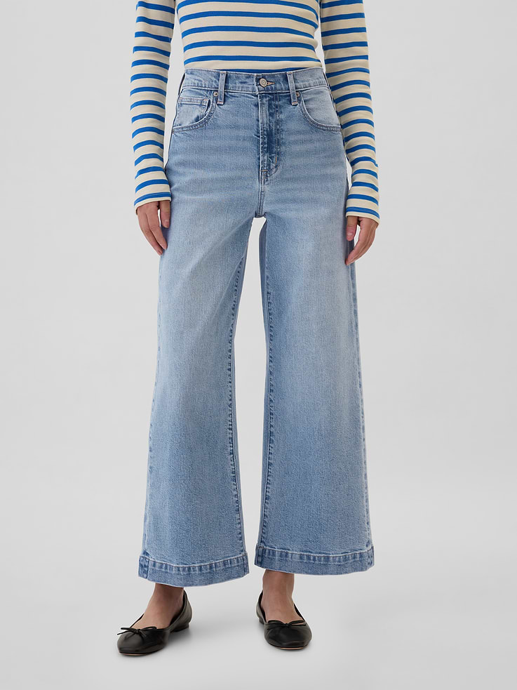 Image number 2 showing, High Rise Wide-Leg Crop Jeans