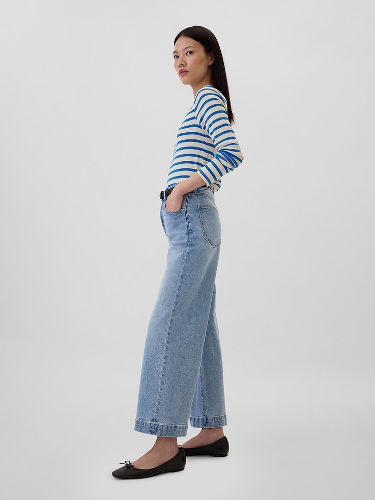Image number 3 showing, High Rise Wide-Leg Crop Jeans