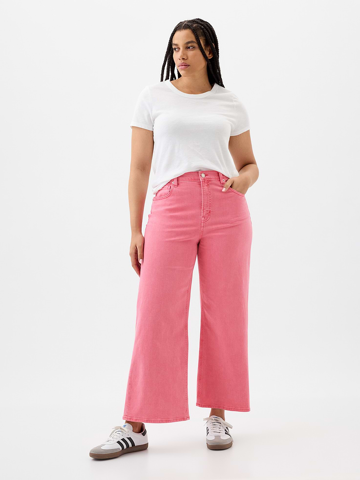 Image 5 of 6, High Rise Wide-Leg Crop Jeans
