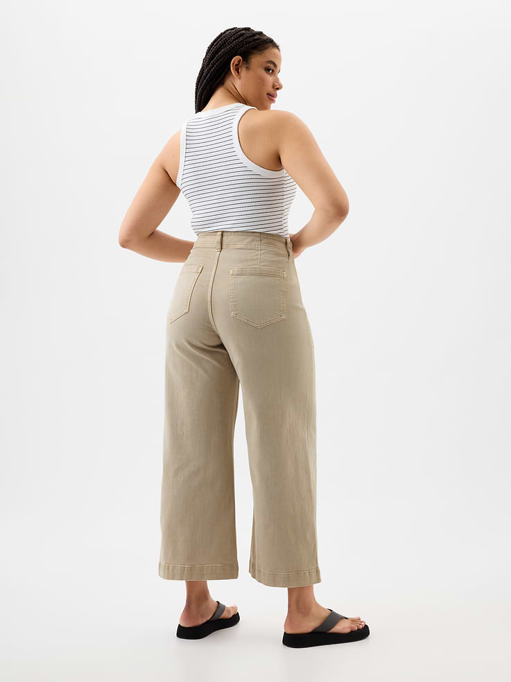 Image 6 of 6, High Rise Wide-Leg Crop Jeans