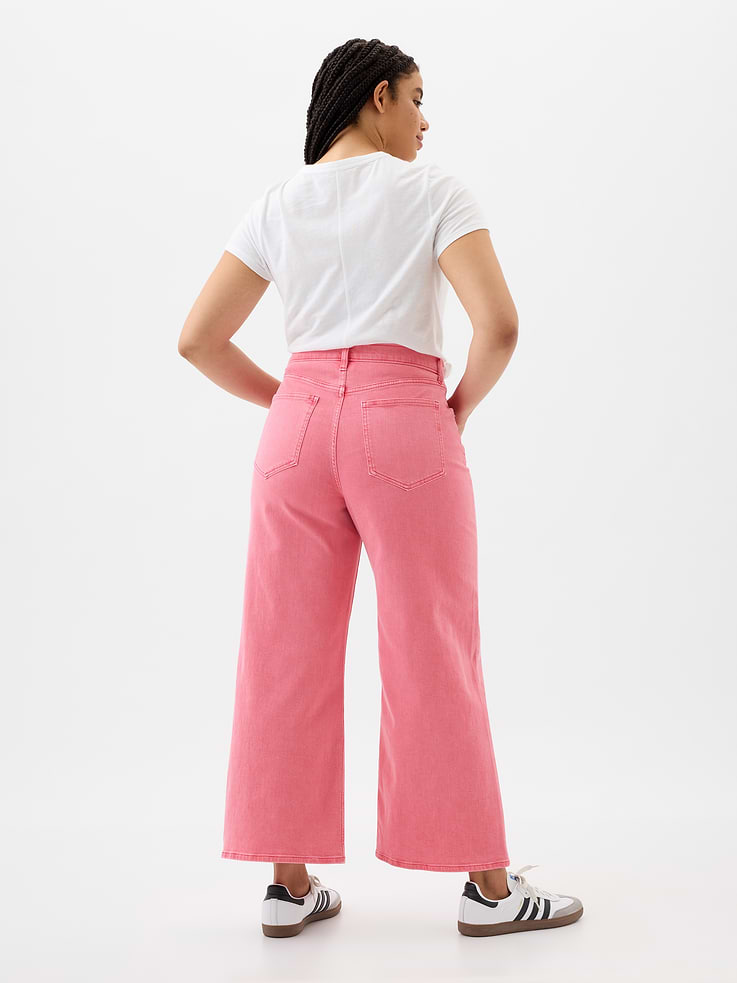 Image 6 of 6, High Rise Wide-Leg Crop Jeans