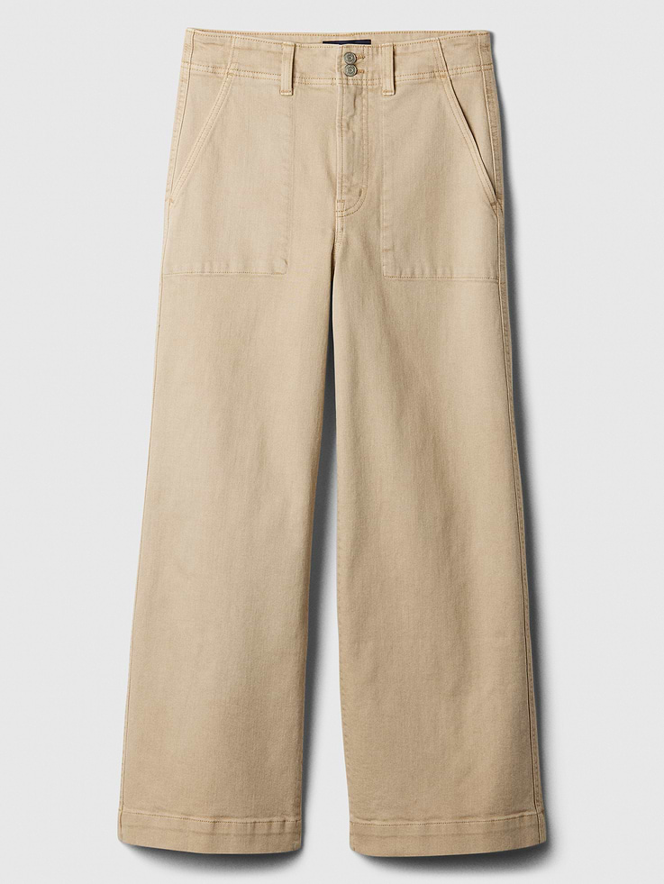 Image 3 of 6, High Rise Wide-Leg Crop Jeans