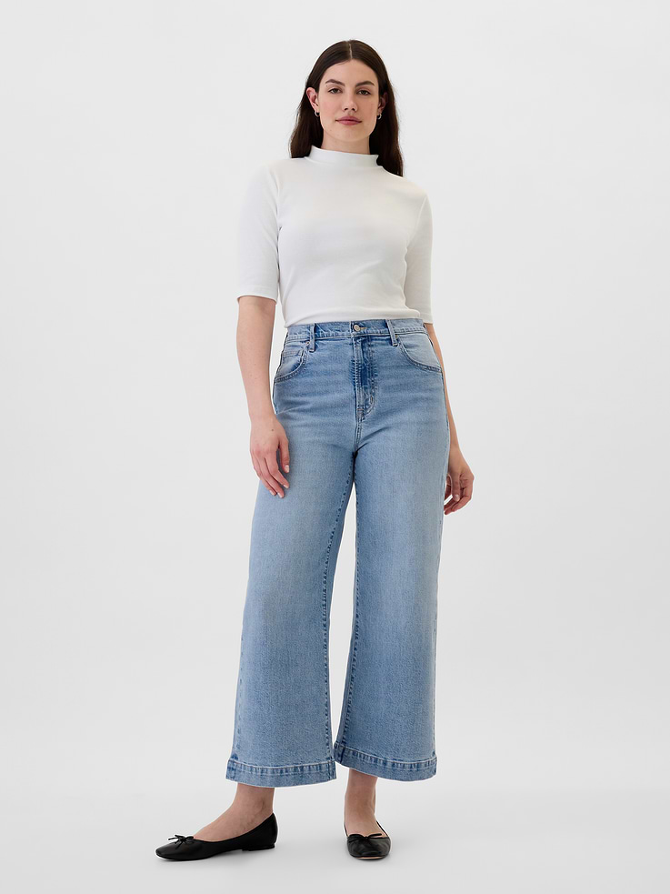 Image number 5 showing, High Rise Wide-Leg Crop Jeans