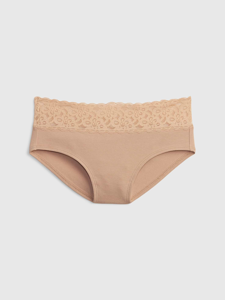 Image number 1 showing, Organic Stretch Cotton Lace-Trim Hipster