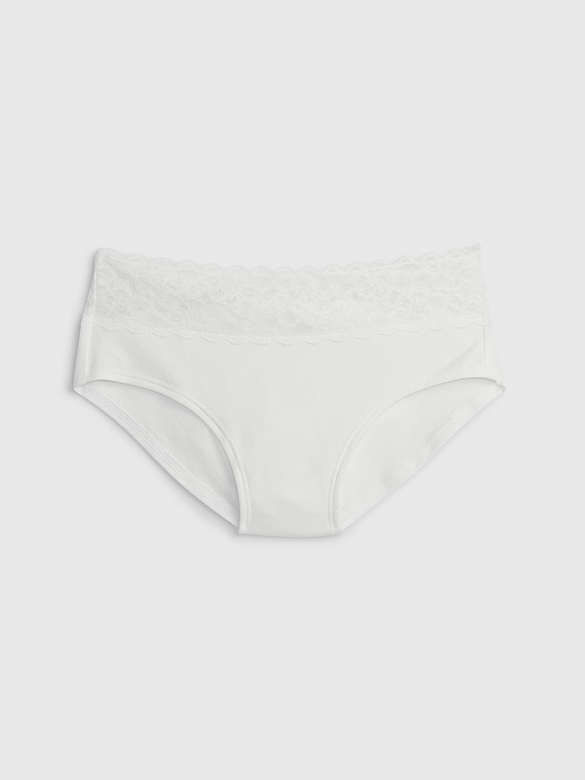 Organic Stretch Cotton Lace-Trim Hipster