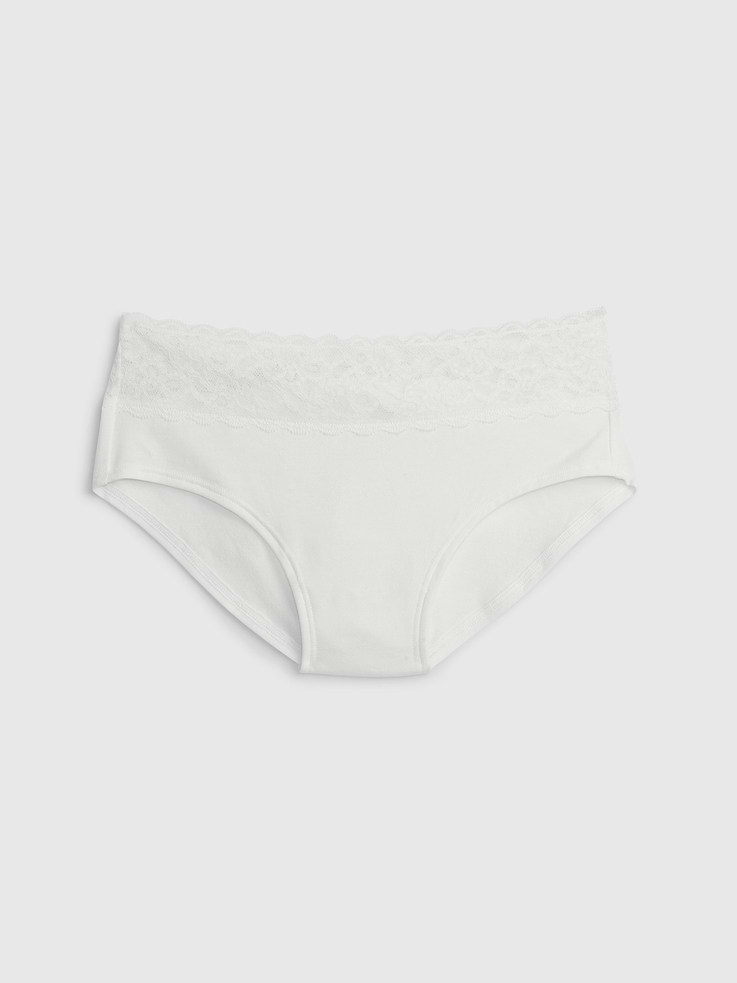 Image number 1 showing, Organic Stretch Cotton Lace-Trim Hipster