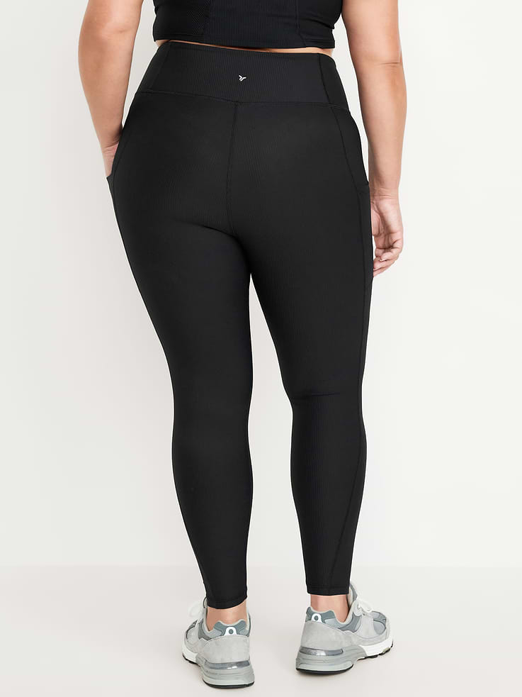 Image 7 of 9, High-Waisted PowerSoft Ribbed Pocket Leggings