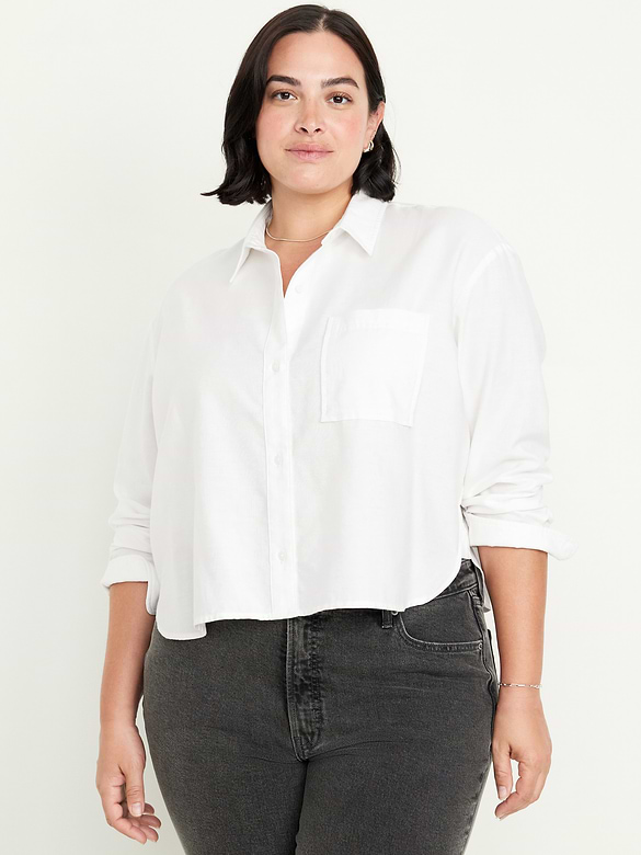 Cropped Button-Down Oxford Shirt