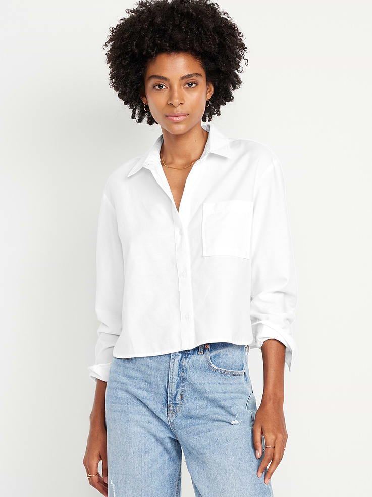 Image number 1 showing, Cropped Button-Down Oxford Shirt