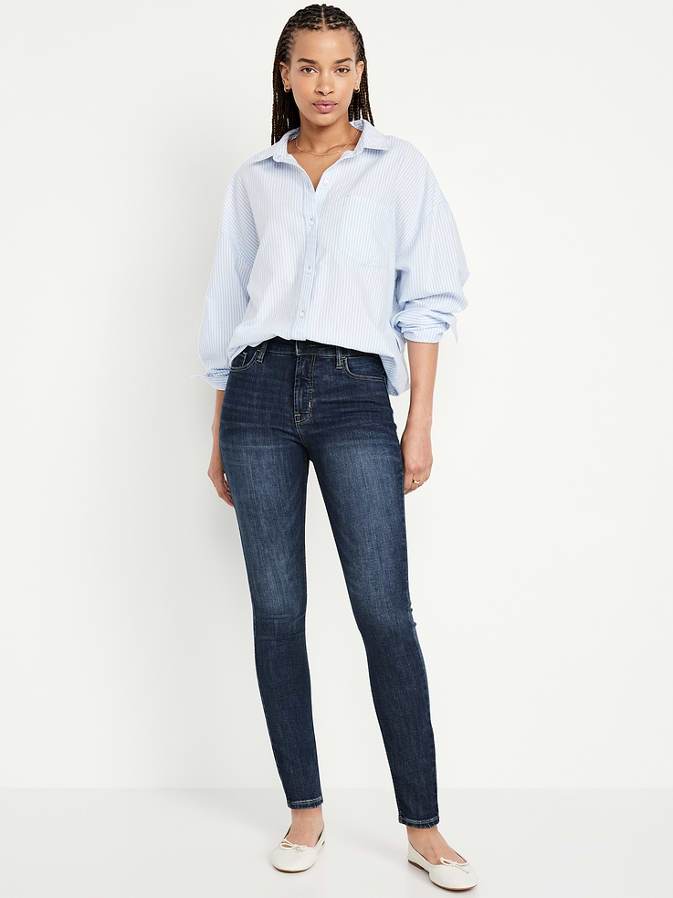 Image number 1 showing, High-Waisted Rockstar Super-Skinny Jeans