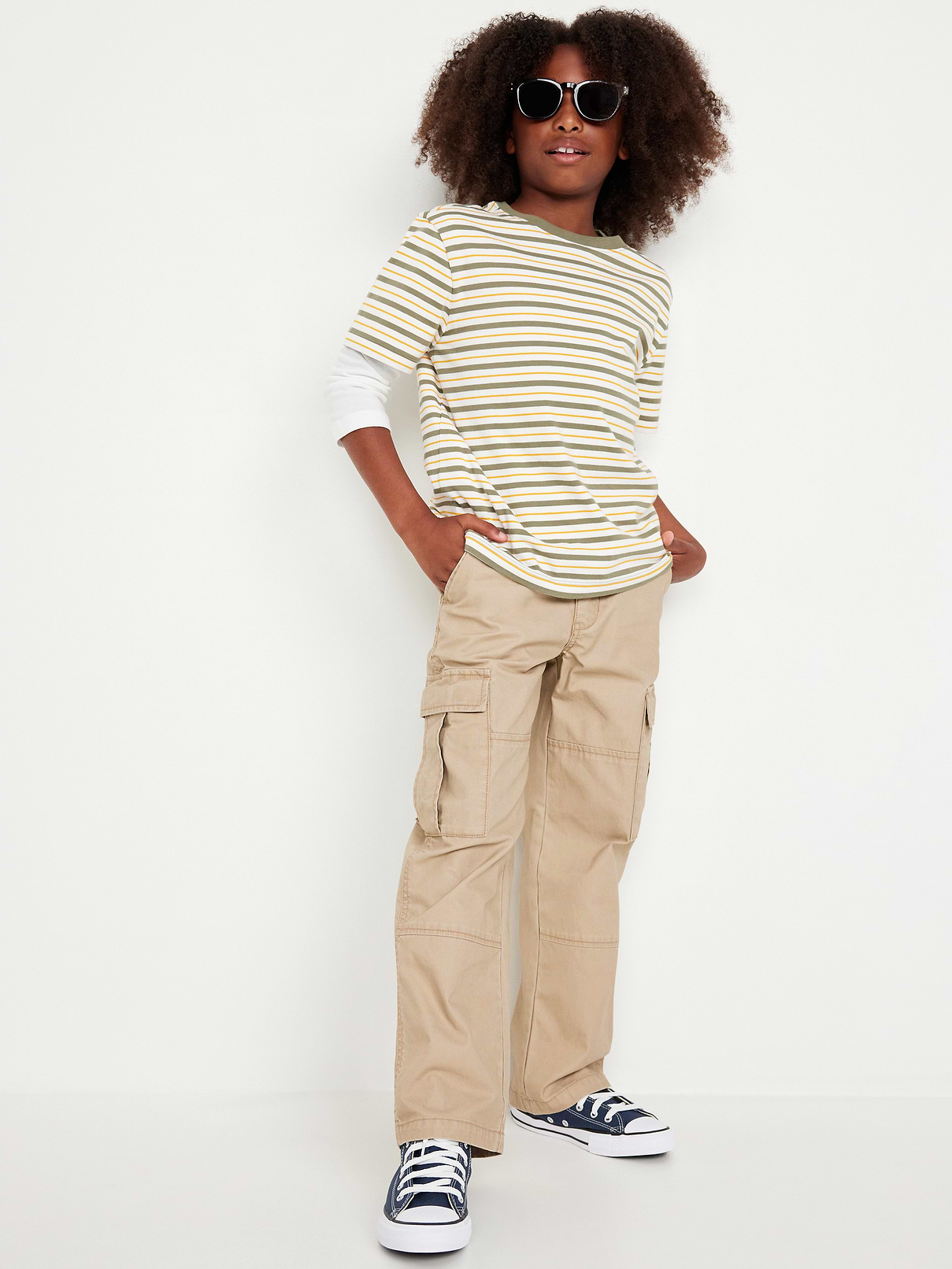 Image 3 de 5, Pantalon cargo coupe généreuse non extensible pour garçon