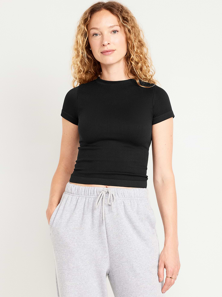 Image number 1 showing, Exhale Seamless Fitted Rib T-Shirt