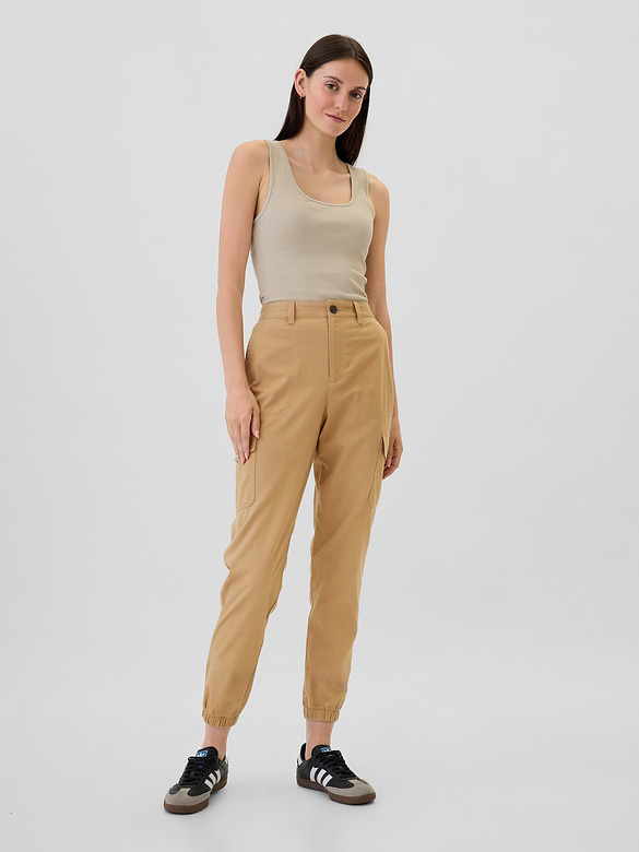 Girlfriend Khaki Cargo Joggers