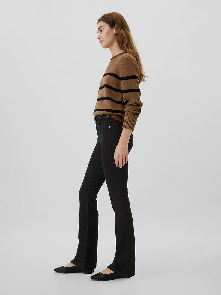 Image 3 of 7, Mid Rise Baby Boot Jeans